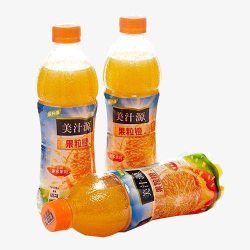 瓶装橙汁素材三瓶美汁源果粒橙高清图片
