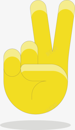 身体构造图黄色的胜利手势矢量图高清图片