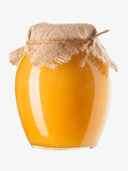 橙色液体用麻布捆绑密封的广口瓶素材