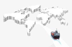 货轮立体地图与货物运输轮船高清图片