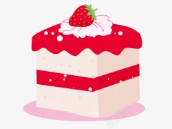 切块手绘草莓奶油切块正方形美味甜品手绘高清图片