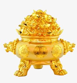 铜鎏金摆件金色聚宝盆高清图片
