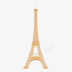 爱旅游一座金黄色的巴黎铁塔矢量图高清图片