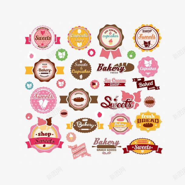 巧克力冰淇淋店标签图标png_新图网 https://ixintu.com 甜心图片 美味食品 蛋糕店图标 面包LOGO 面包店标签