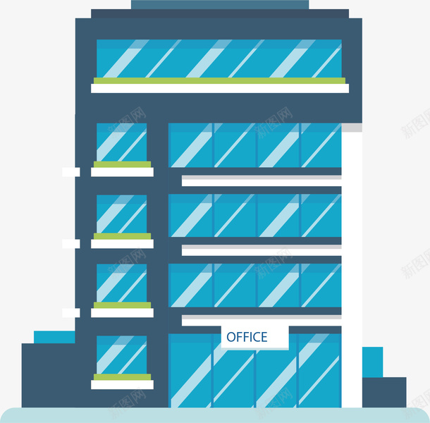 蓝色玻璃商务办公楼矢量图ai免抠素材_新图网 https://ixintu.com 办公大楼 办公楼 商务办公楼 商务风 矢量png 蓝色玻璃 矢量图