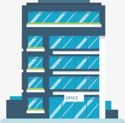商务办公楼蓝色玻璃商务办公楼矢量图高清图片