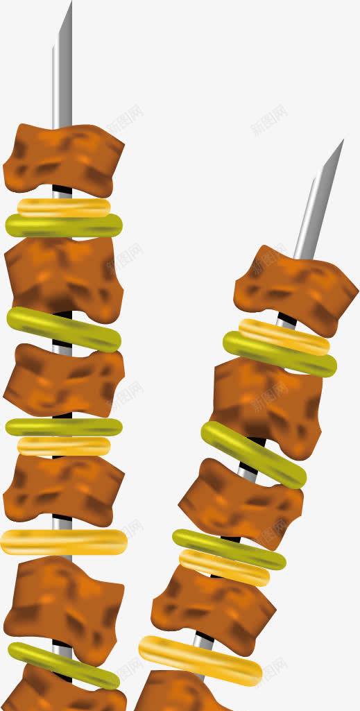 美味烤串png免抠素材_新图网 https://ixintu.com 烤串 羊肉串 铁签子