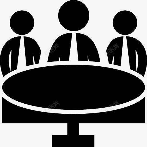 商务会议组循环表图标png_新图网 https://ixintu.com 三人 会议 商家 团队 圆形组 桌子 生意人 男性
