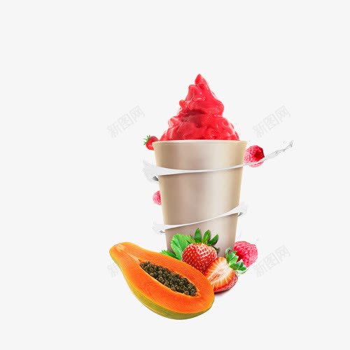 水果沙拉png免抠素材_新图网 https://ixintu.com 刨冰 木瓜 水果 沙拉 草莓