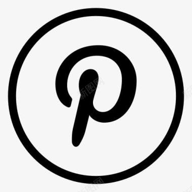 圆通信媒体轮廓Pinteres图标图标