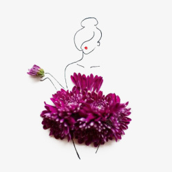 矢量连衣裙女生盘发的紫荆花少女高清图片