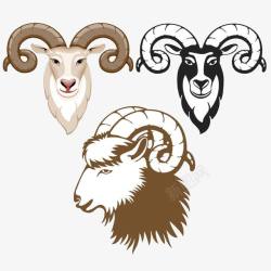 三种羊头标志素材