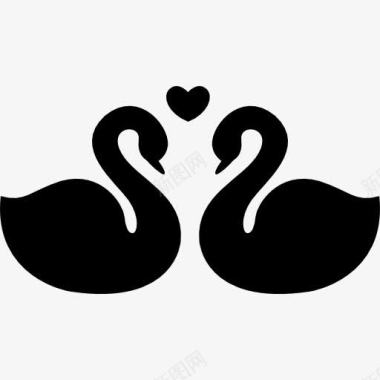 天鹅夫妻忠实的爱的象征图标图标