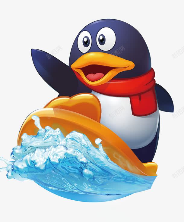 唯美卡通qq企鹅在水上滑板图标png_新图网 https://ixintu.com qq qq图标 企鹅 卡通 唯美 水 滑板