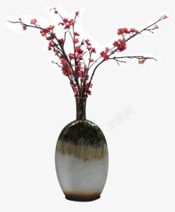 彩釉复古花瓶植物鲜花高清图片