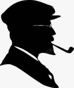 帽子的轮廓抽着烟的男人头部剪影图图标高清图片