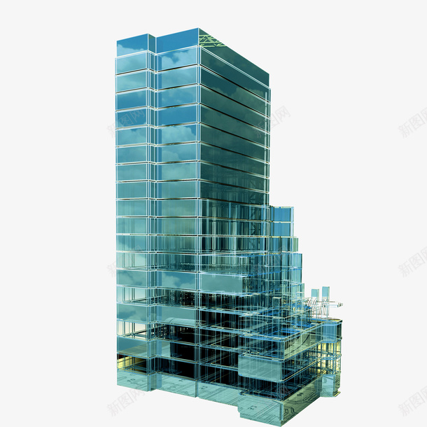 高楼框架模型psd免抠素材_新图网 https://ixintu.com 构造 楼房 模型 设计