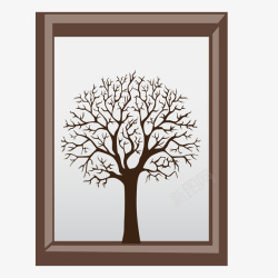 走廊挂饰室内卡通树木相框矢量图高清图片