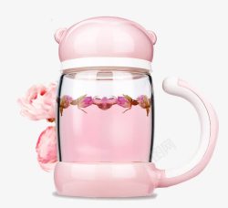 粉色水壶粉色防滑玻璃水壶高清图片