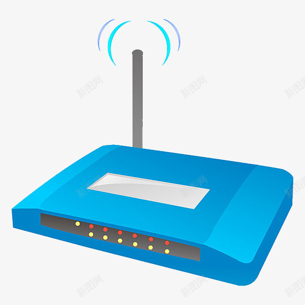 蓝色的路由器png免抠素材_新图网 https://ixintu.com PNG图形 WiFi 信号 蓝色 装饰 路由器