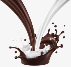 倾倒的牛奶混合牛奶巧克力高清图片