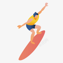 海上的冲浪卡通手绘男人开心冲浪矢量图高清图片