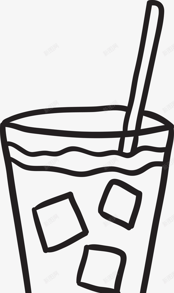 手绘简笔画冰咖啡png免抠素材_新图网 https://ixintu.com 便携杯 冰咖啡 吸管 咖啡 咖啡杯 咖啡简笔画 外带杯 简笔画