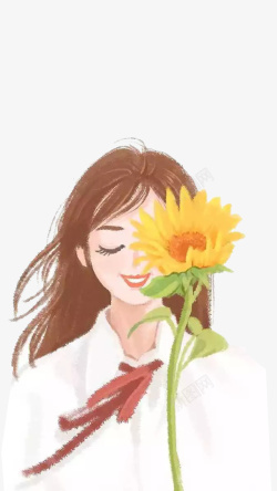 闭眼的女孩迷上太阳花的女孩高清图片