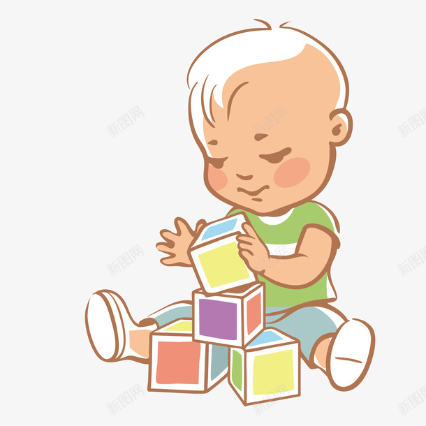 宝宝堆积木png免抠素材_新图网 https://ixintu.com 可爱 堆积木 宝宝学习 教育成长 智力开发 有益于身心健康