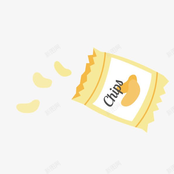手绘薯片png免抠素材_新图网 https://ixintu.com 膨化食品 透明薯片 零食 黄色