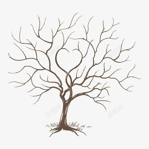 树枝元素png免抠素材_新图网 https://ixintu.com 小树插画 心形 枯树 枯树枝 立体小树