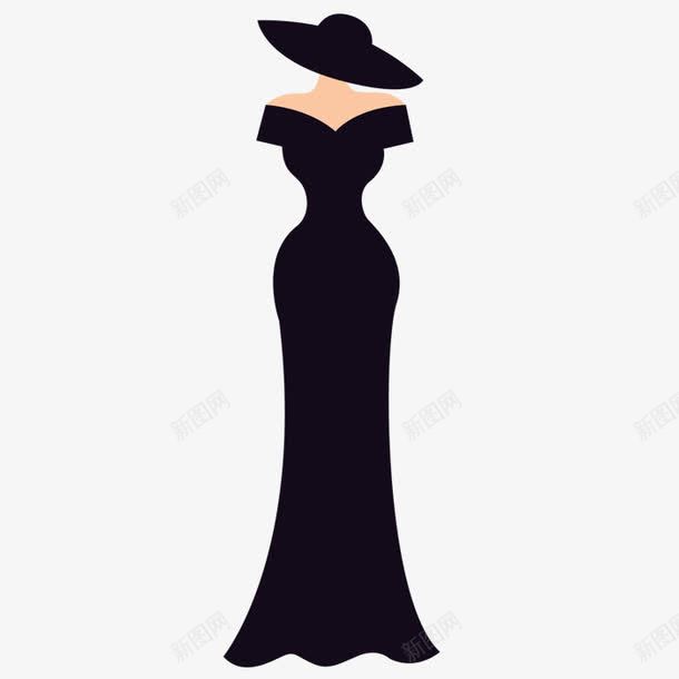 长裙礼服png免抠素材_新图网 https://ixintu.com 一件 卡通 手绘 礼服 肤色 衣服 长裙 黑色