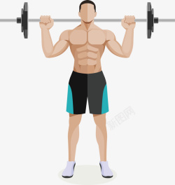 卡通举重锻炼的男人图素材