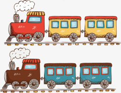 DM版式卡通插图蒸汽式火车行驶中高清图片