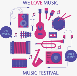 爵士粉紫色国际音乐节乐器矢量图高清图片