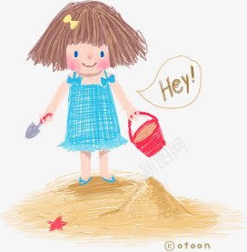 玩沙土的小孩png免抠素材_新图网 https://ixintu.com 女孩 小铲子 沙土 玩耍