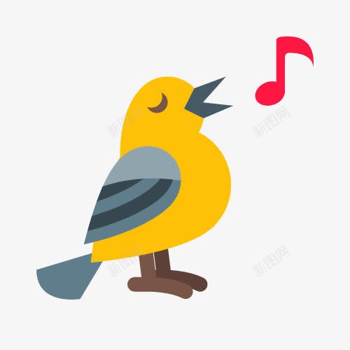 唱歌的小鸟png免抠素材_新图网 https://ixintu.com 卡通 百灵鸟 音乐