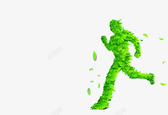 绿人png免抠素材_新图网 https://ixintu.com 创意设计 卡通人物形象设计 叶子 奔跑 奔跑人物免抠图 巨人 广告设计 有氧运动 竞技 绿人 绿色健康生活 运动 运动达人