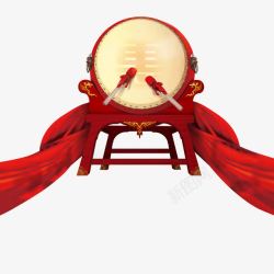 中国风红色的敲锣鼓素材
