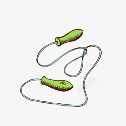 手绘绿色条绳子矢量图素材