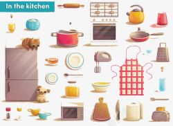 手绘面包机厨房用品高清图片