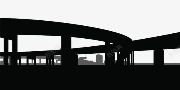 黑色高架桥剪影png免抠素材_新图网 https://ixintu.com 交通 公路 剪影 城市 大路 蜿蜒 马路 高架桥 黑色