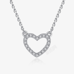 爱心项链银饰品锆石钻石素材