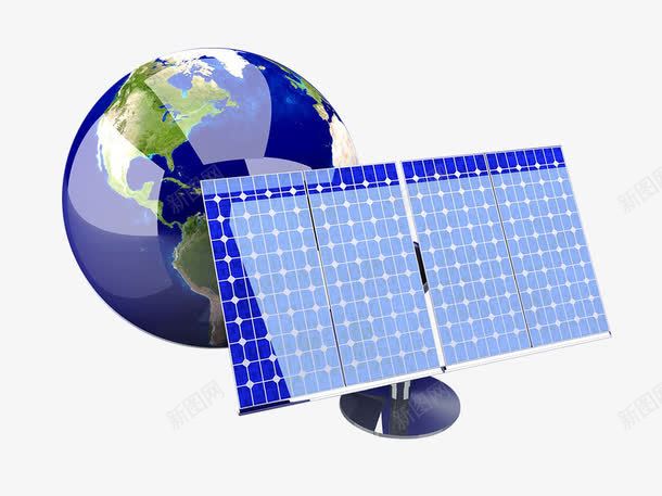 蓝色发电板png免抠素材_新图网 https://ixintu.com 光伏 光伏发电 发电板 地球 太阳能 自色能源 蓝色