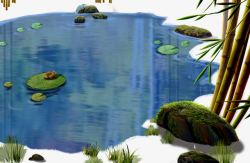 鎵嬬粯瀹唴池塘风光高清图片