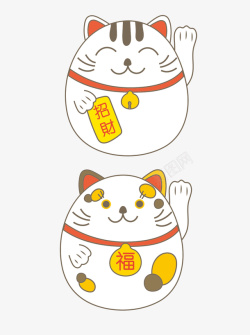 中国风猫咪卡通手绘可爱的招财猫高清图片