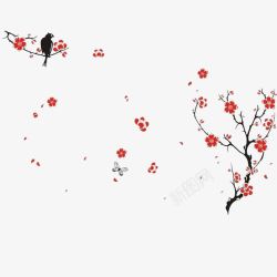梅红红色腊月梅花高清图片