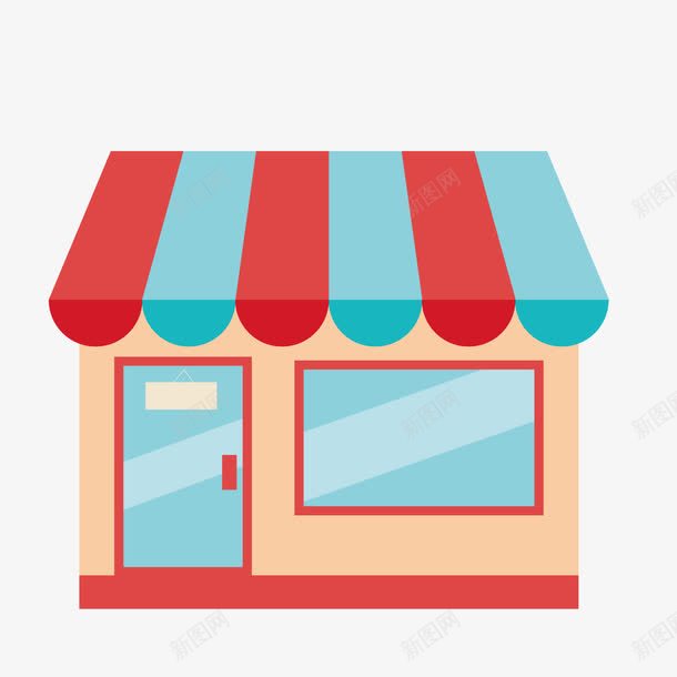 红色商店png免抠素材_新图网 https://ixintu.com 出售 商店 小卖部 建筑 房子 房屋 红色 蓝色