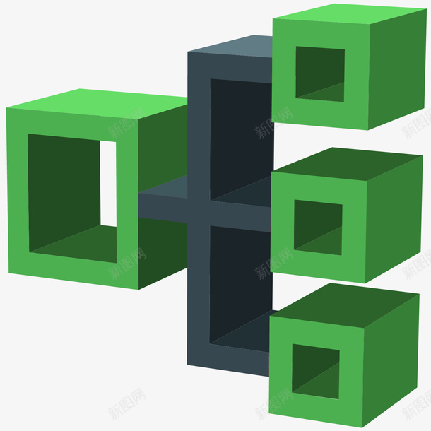 绿色方形立体总览元素矢量图图标eps_新图网 https://ixintu.com 创意 卡通25D图标 商务 展示 扁平化 方块 方形 汇总 绿色 矢量图