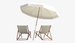 沙滩椅白色遮阳伞沙滩椅夏天高清图片